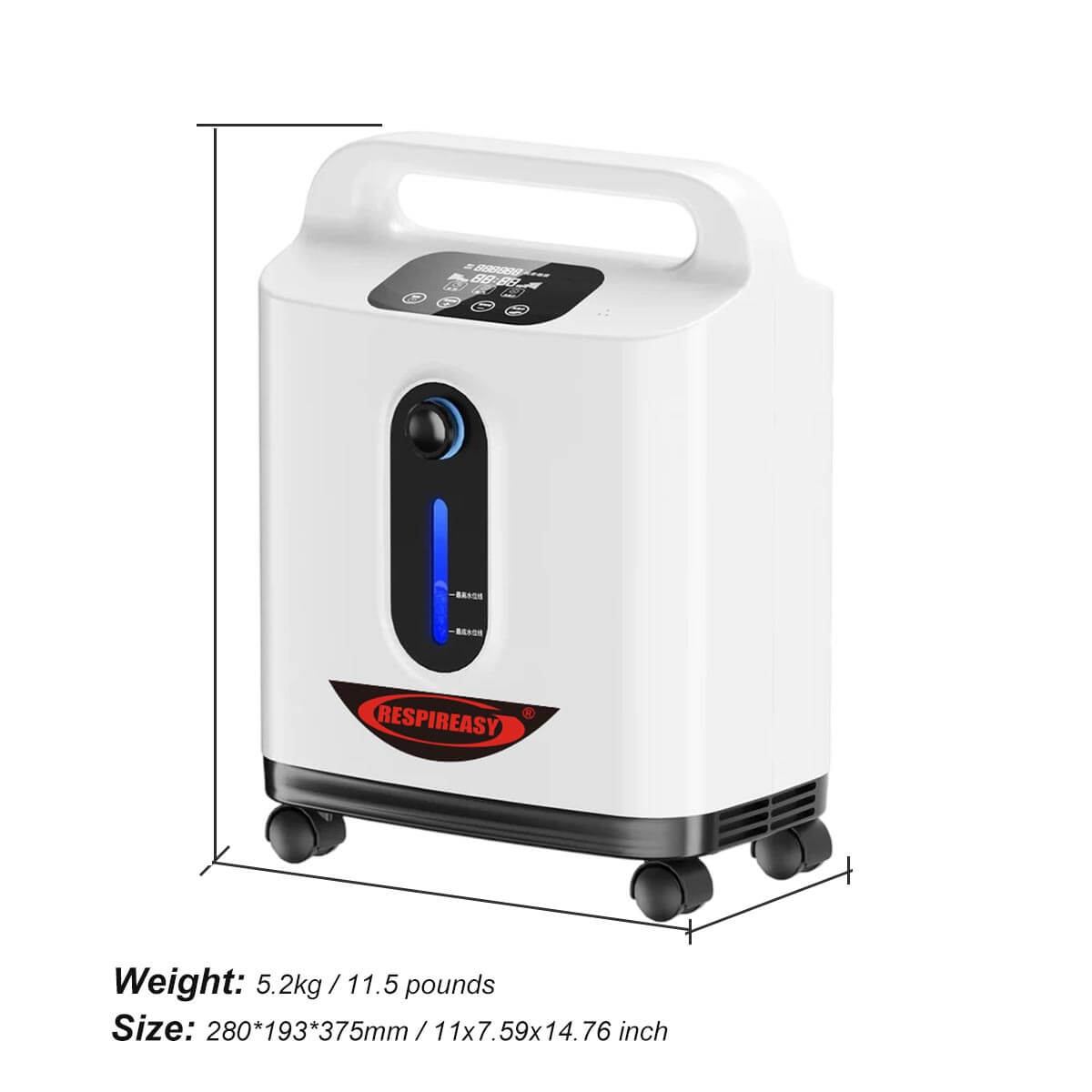 Equipo de oxígeno para salud RESPIREASY, máquina de oxígeno 2-9L / min, concentración de oxígeno 93% ± 3%, con control remoto, adecuado para el cuidado personal y viajes.