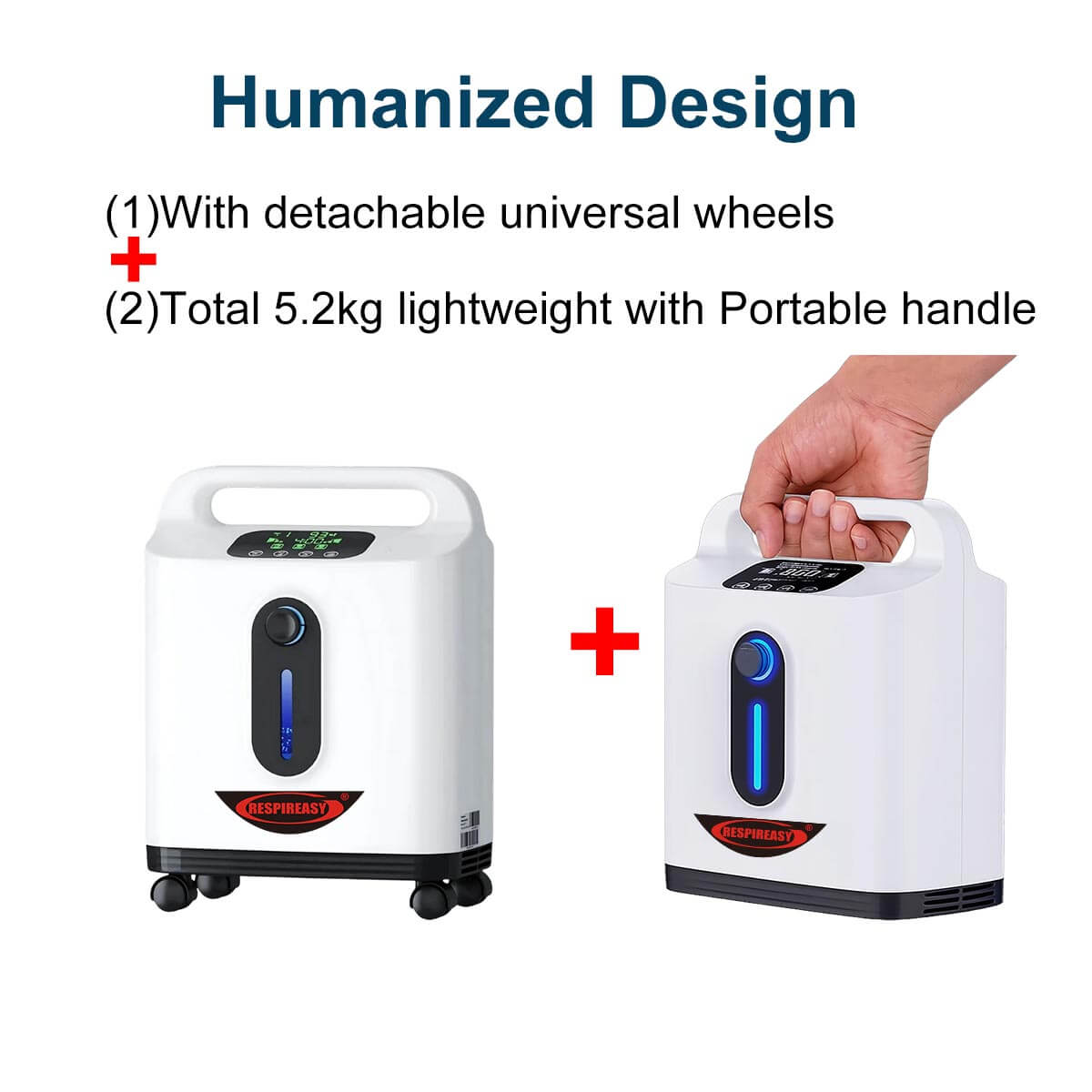 Equipo de oxígeno para salud RESPIREASY, máquina de oxígeno 2-9L / min, concentración de oxígeno 93% ± 3%, con control remoto, adecuado para el cuidado personal y viajes.