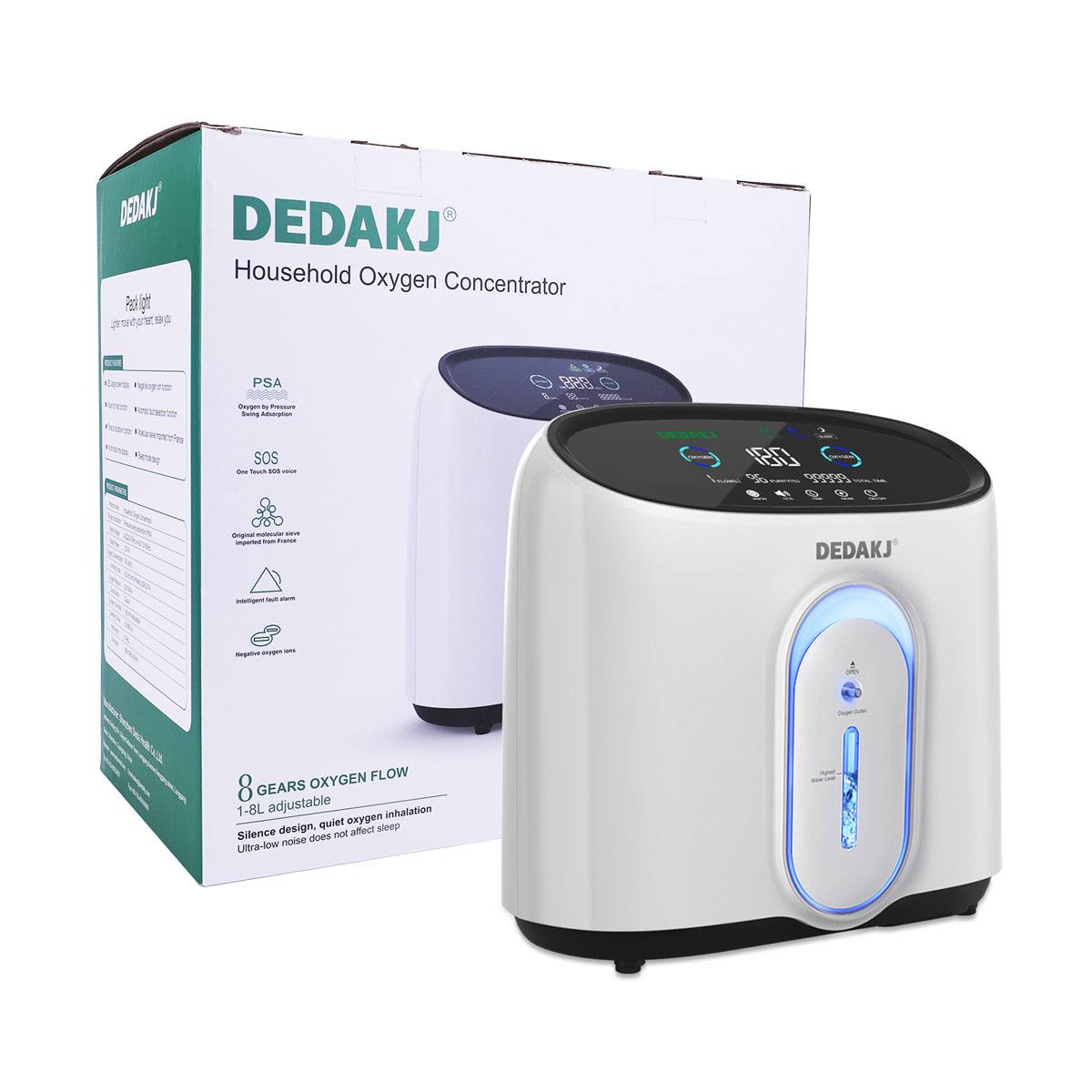 Home Personal Use O2 Generator Portable Oxygen Generator DEDAKJ 8L 93% Oxygen Concentration Adjustable Oxygen Generator Machine