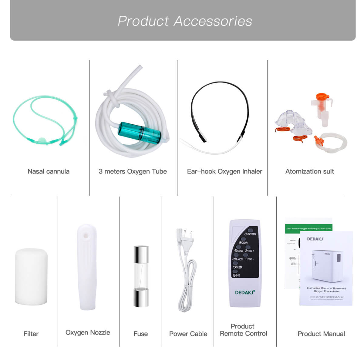 2025 Concentrador de oxígeno para el hogar caliente Dedakj DE-2SW Generador de oxígeno portátil Flujo continuo 9L Máquina de oxígeno 93% Concentración de oxígeno con nebulizador