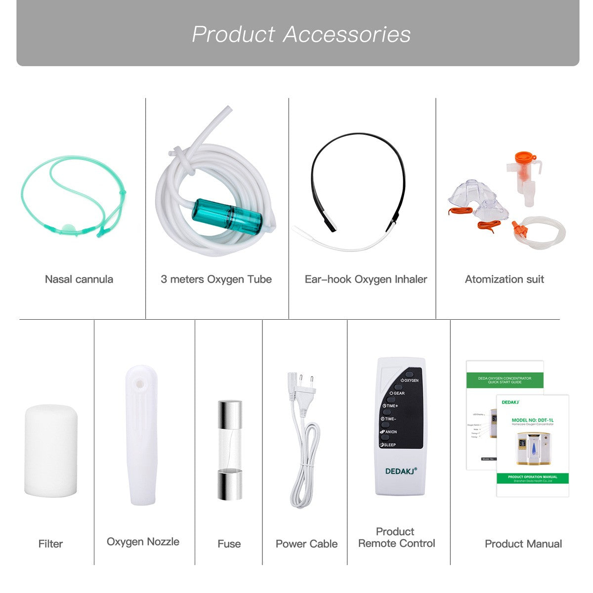 93% High Concentration 7L Home Medical Oxygen Concentrator With Nebulizer Function DEDAKJ DE-1LW Portable Mini Adjustable Oxygen Generator Continuous Flow O2 Machine