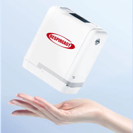 RESPRIREASY 1-7L Tragbarer Sauerstoffkonzentrator – Einstellbarer Durchfluss, leistungsstarkes Sauerstofftherapiegerät für Zuhause und Reisen, wiederaufladbarer Akku inklusive