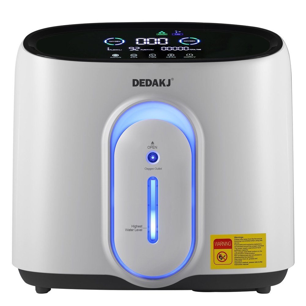 Concentrador de oxígeno deDakj 1-8L/min ajustable 24 horas flujo continuo 93% Generador de concentrador de oxígeno Bajo ruido ≤45db DE-Q1W