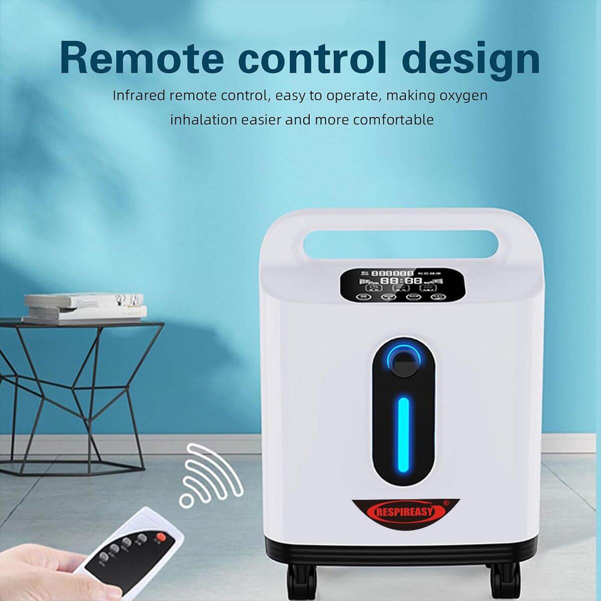Equipo de oxígeno para salud RESPIREASY, máquina de oxígeno 2-9L / min, concentración de oxígeno 93% ± 3%, con control remoto, adecuado para el cuidado personal y viajes.