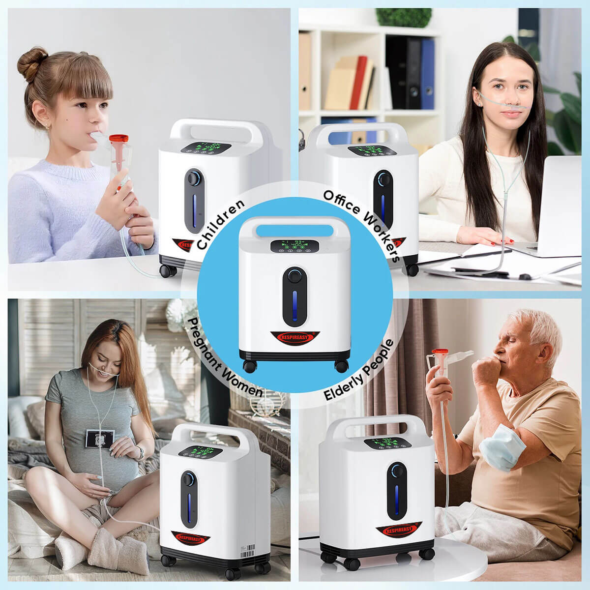 Equipo de oxígeno para salud RESPIREASY, máquina de oxígeno 2-9L / min, concentración de oxígeno 93% ± 3%, con control remoto, adecuado para el cuidado personal y viajes.