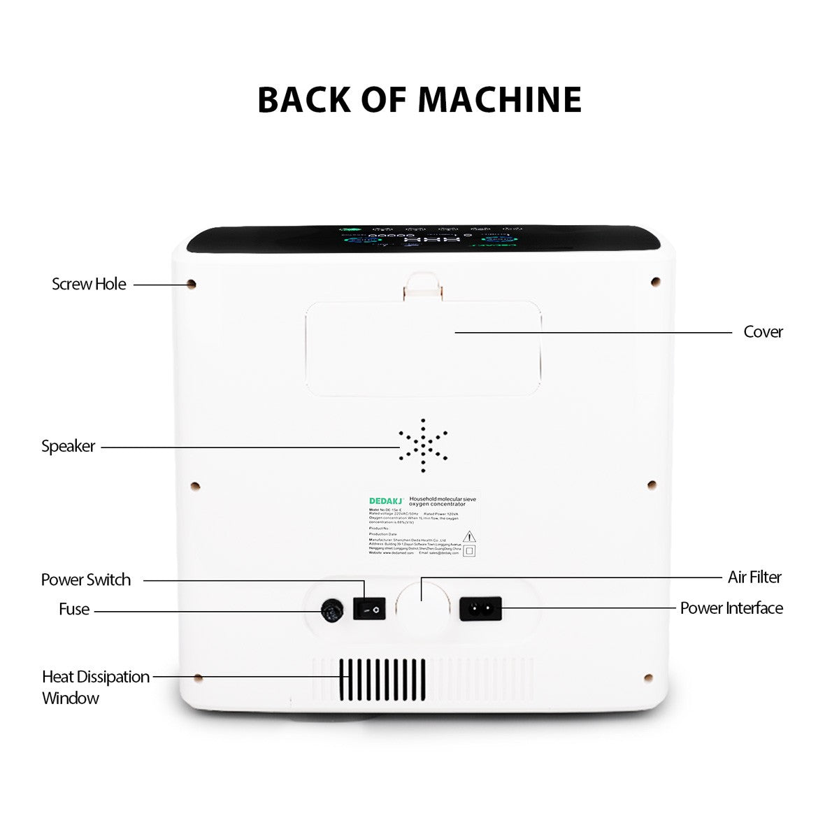 Powerful 2-9 Ltrs Home Portable Oxygen Concentrator DEDAKJ DE-2SW Oxygen Concentrator Continuous Flow 9 Liters Oxygen Making Machine