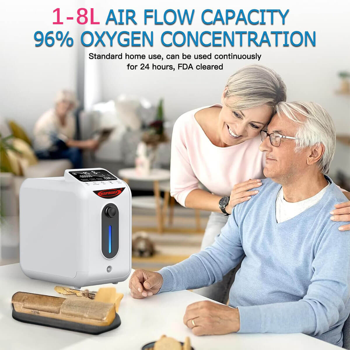 Buy 2IN1 RespirEasy Home Oxygen Concentrator, 1-8/min Continuous Flow Adjustable Oxygen Generator, Healthy Oxygen Therapy Device RE-E1 dedakj
