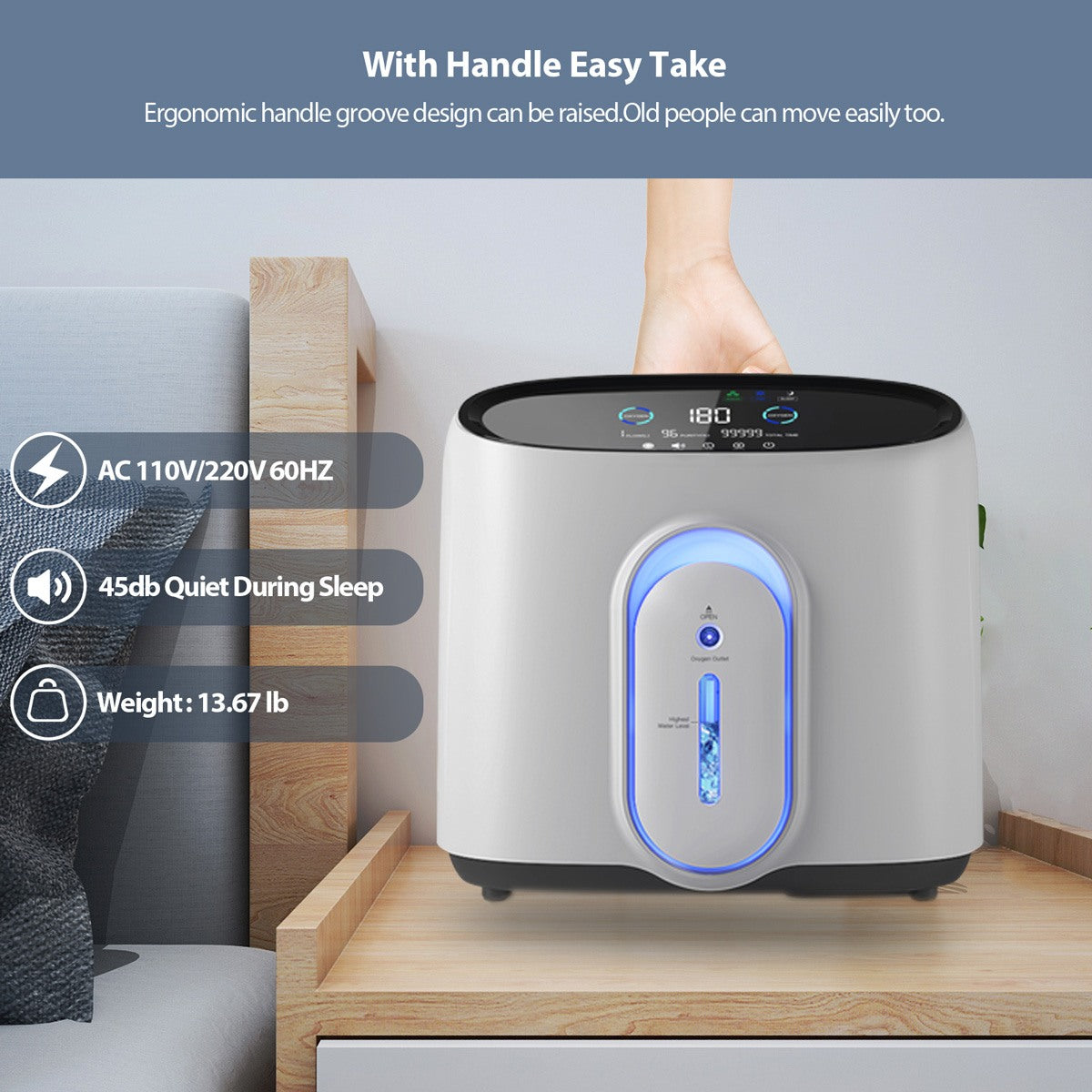 Home Personal Use O2 Generator Portable Oxygen Generator DEDAKJ 8L 93% Oxygen Concentration Adjustable Oxygen Generator Machine
