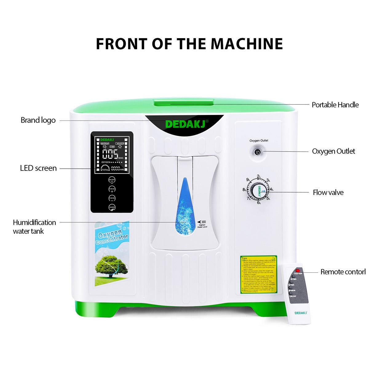 Compre una máquina de oxígeno 2L-9L de alta calidad Dedakj O2 Making Machine para el hogar 48 horas Generador de oxígeno Home Máquina de flujo continuo O2