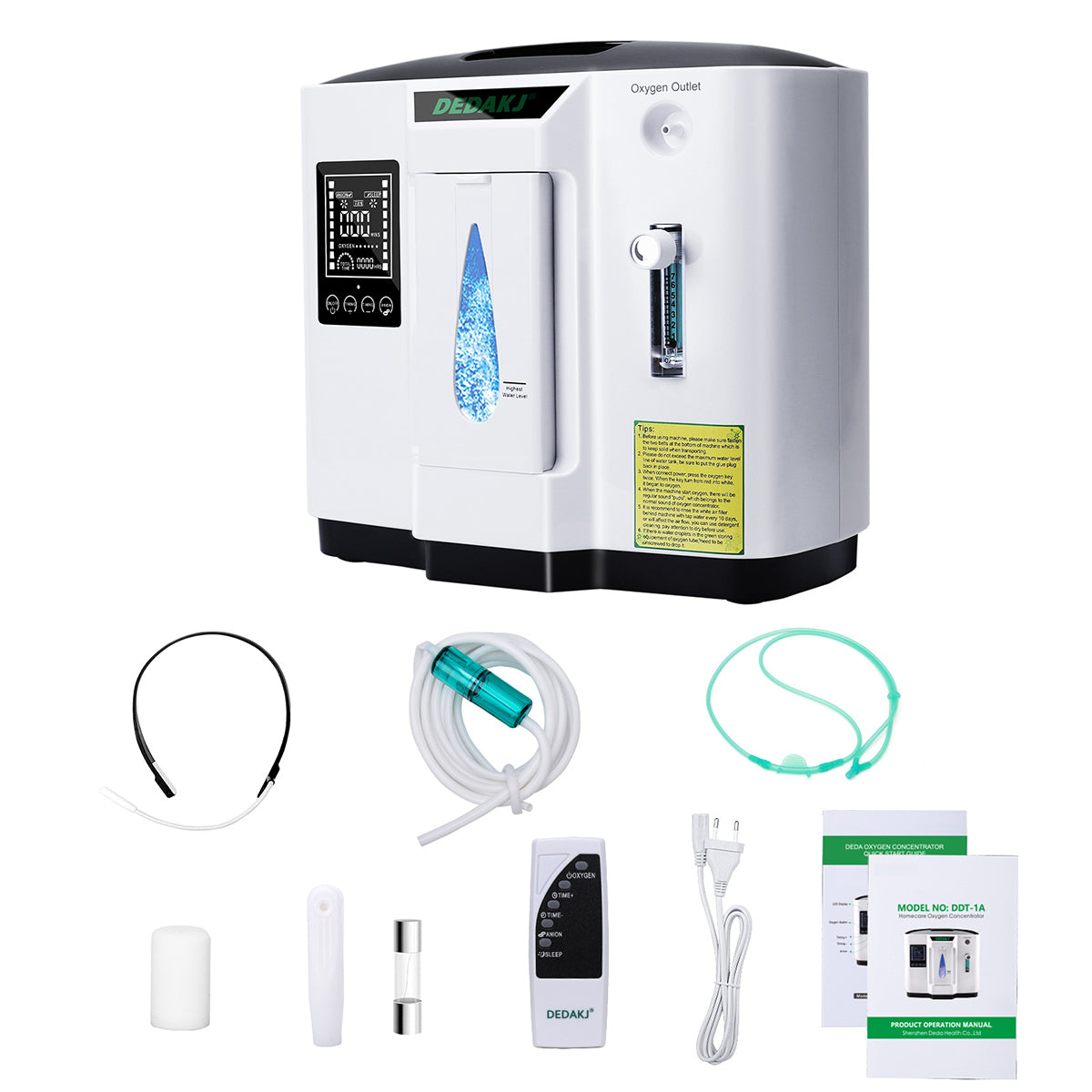 Concentrador de oxígeno médico doméstico DEDAKJ DE-1A Mini generador de oxígeno Flujo continuo 7L Concentrador de oxígeno 93% Concentración de oxígeno