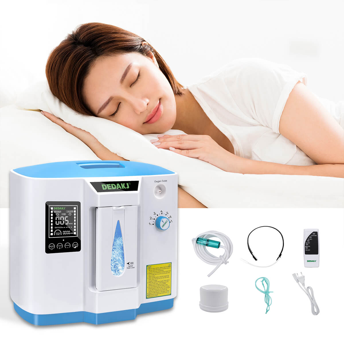 DEDAKJ Home DE-1B Oxygen Concentrator Portable Oxygen Generator ddt 1a 1b Medical 1-7 liter Adjustable O2 Oxygen Machine 93% Oxygen Concentration