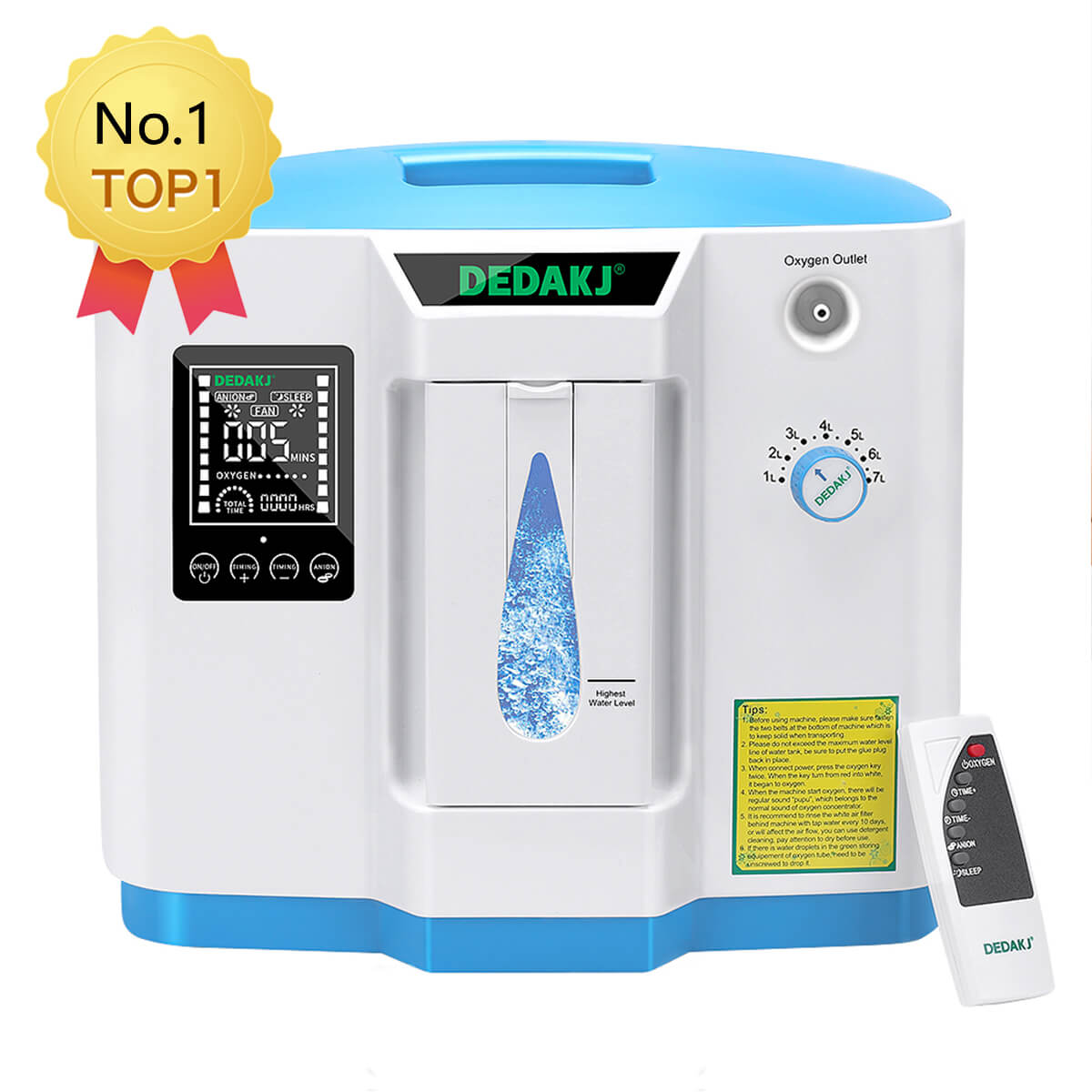 DEDAKJ Home DE-1B Oxygen Concentrator Portable Oxygen Generator ddt 1a 1b Medical 1-7 liter Adjustable O2 Oxygen Machine 93% Oxygen Concentration