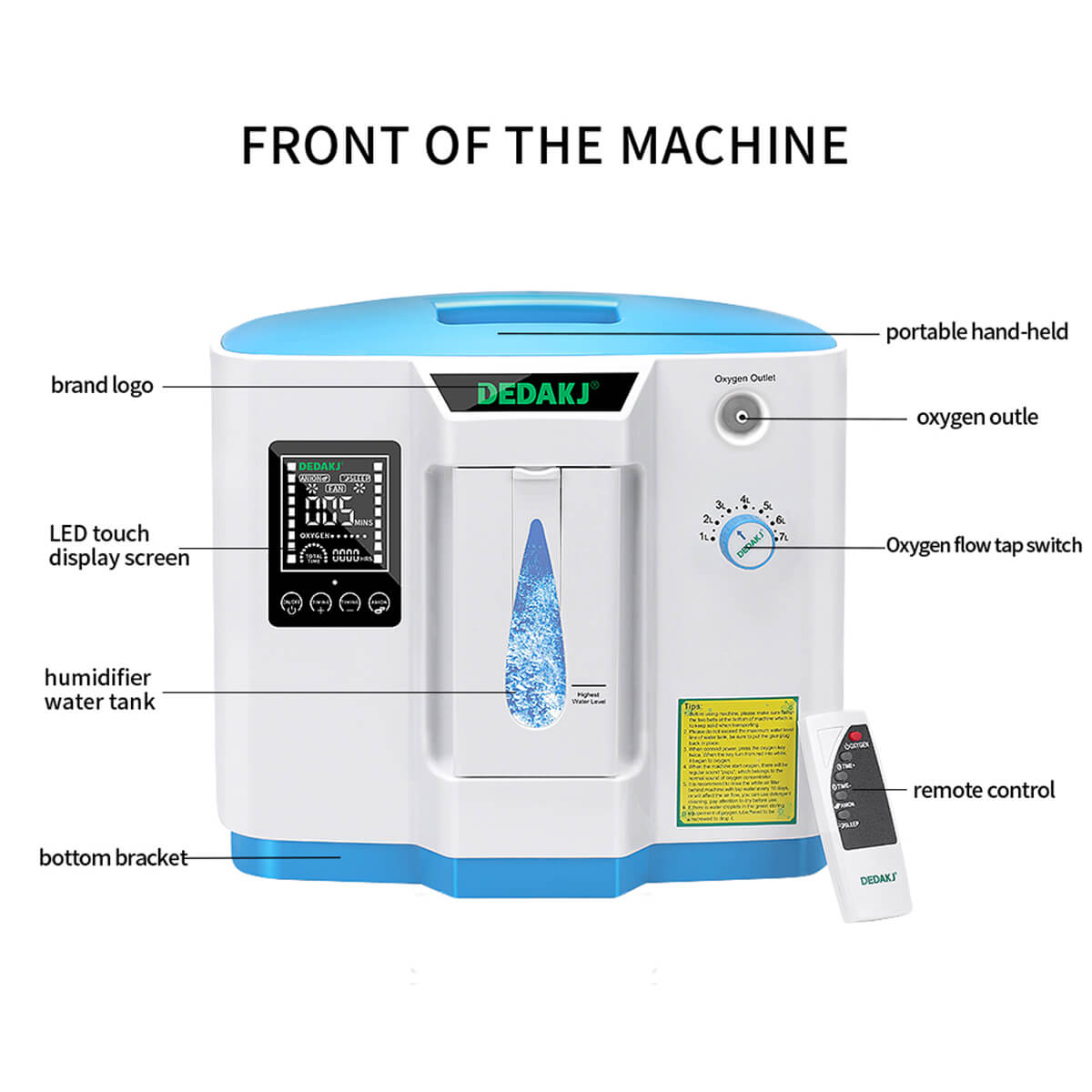 DEDAKJ Home DE-1B Oxygen Concentrator Portable Oxygen Generator ddt 1a 1b Medical 1-7 liter Adjustable O2 Oxygen Machine 93% Oxygen Concentration