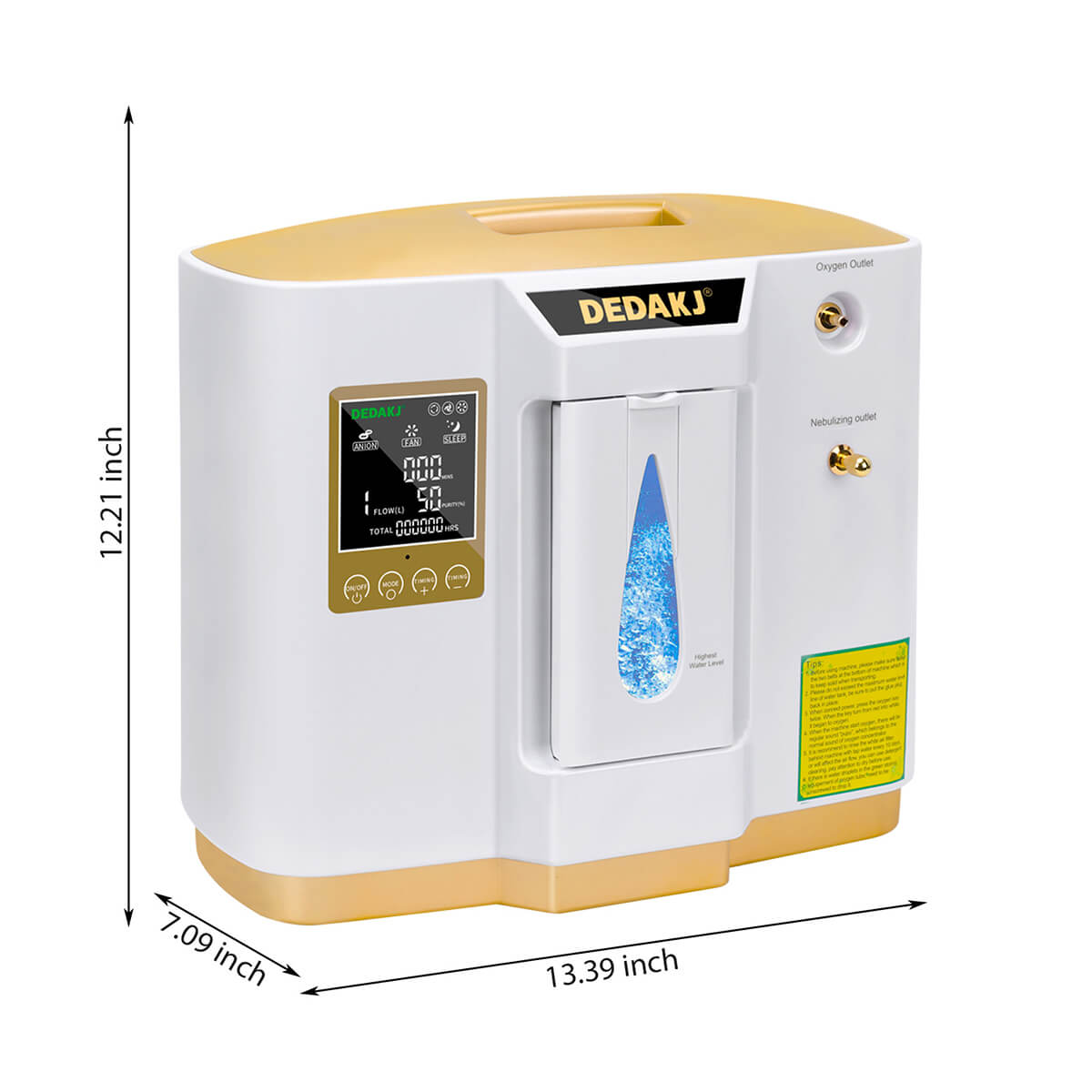 93% High Concentration 7L Home Medical Oxygen Concentrator With Nebulizer Function DEDAKJ DE-1LW Portable Mini Adjustable Oxygen Generator Continuous Flow O2 Machine