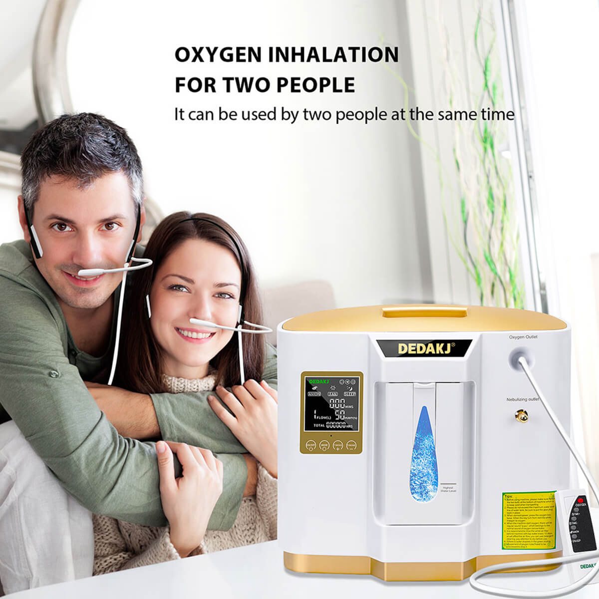 93% High Concentration 7L Home Medical Oxygen Concentrator With Nebulizer Function DEDAKJ DE-1LW Portable Mini Adjustable Oxygen Generator Continuous Flow O2 Machine