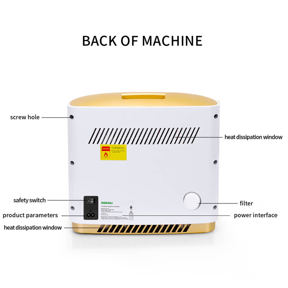 93% High Concentration 7L Home Medical Oxygen Concentrator With Nebulizer Function DEDAKJ DE-1LW Portable Mini Adjustable Oxygen Generator Continuous Flow O2 Machine