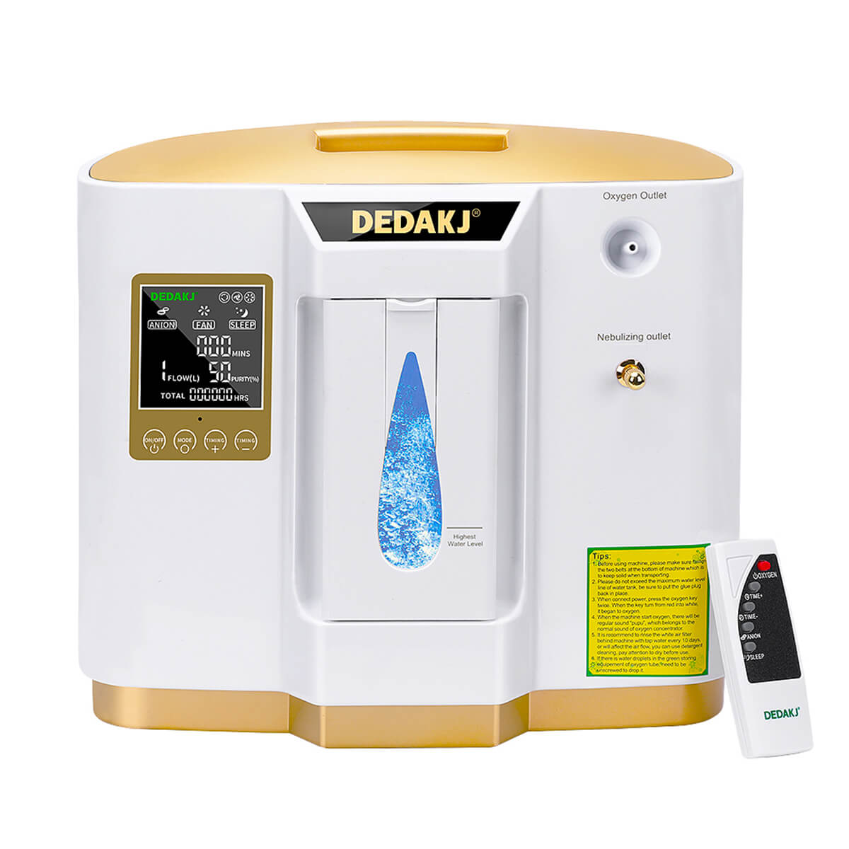 93% High Concentration 7L Home Medical Oxygen Concentrator With Nebulizer Function DEDAKJ DE-1LW Portable Mini Adjustable Oxygen Generator Continuous Flow O2 Machine