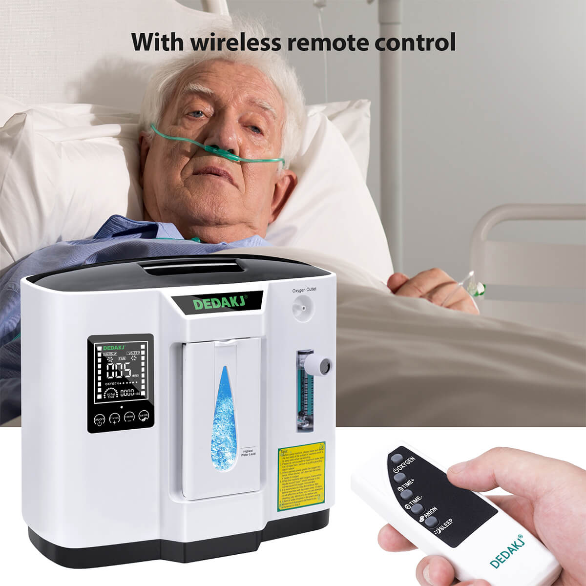 Concentrador de oxígeno médico doméstico DEDAKJ DE-1A Mini generador de oxígeno Flujo continuo 7L Concentrador de oxígeno 93% Concentración de oxígeno