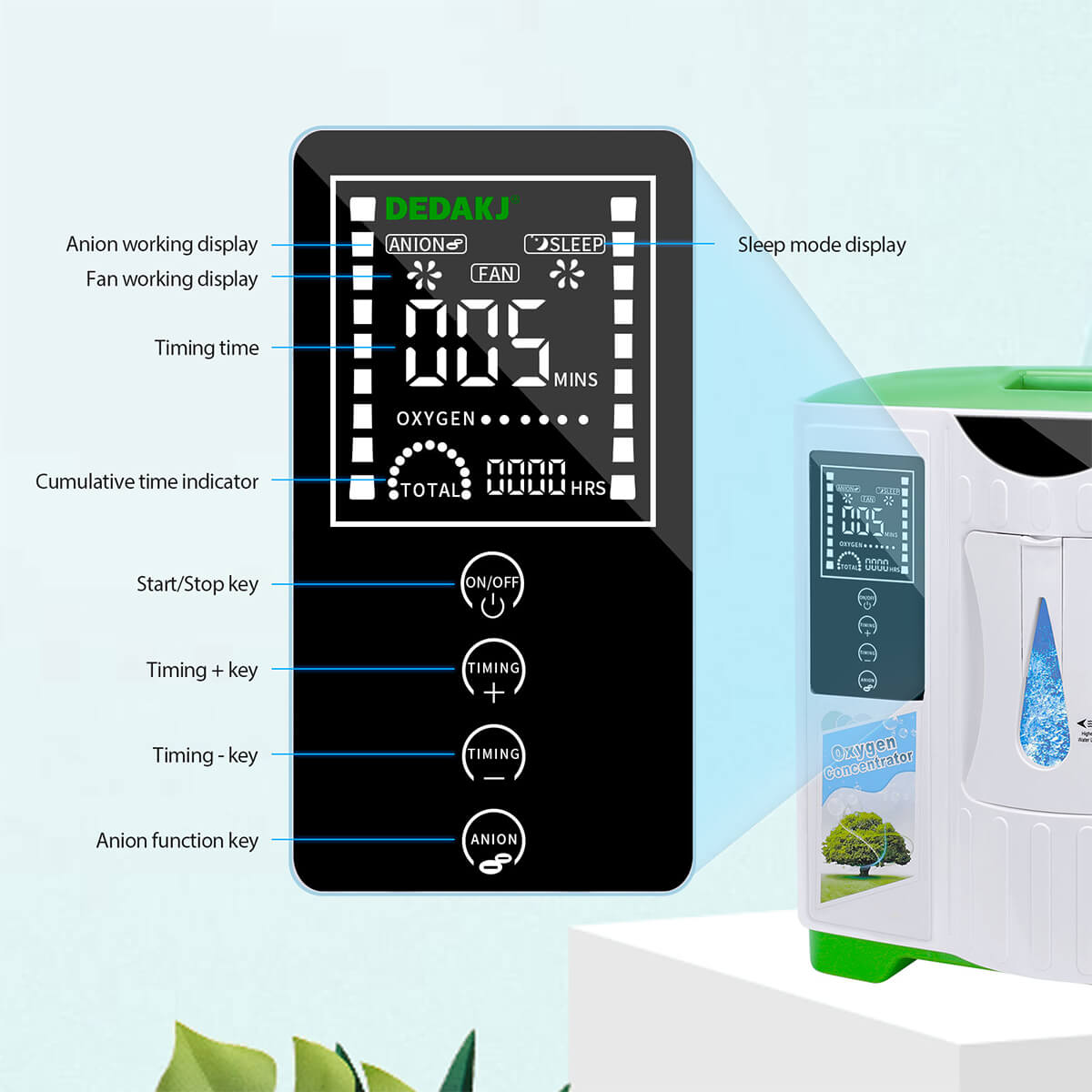 Compre una máquina de oxígeno 2L-9L de alta calidad Dedakj O2 Making Machine para el hogar 48 horas Generador de oxígeno Home Máquina de flujo continuo O2