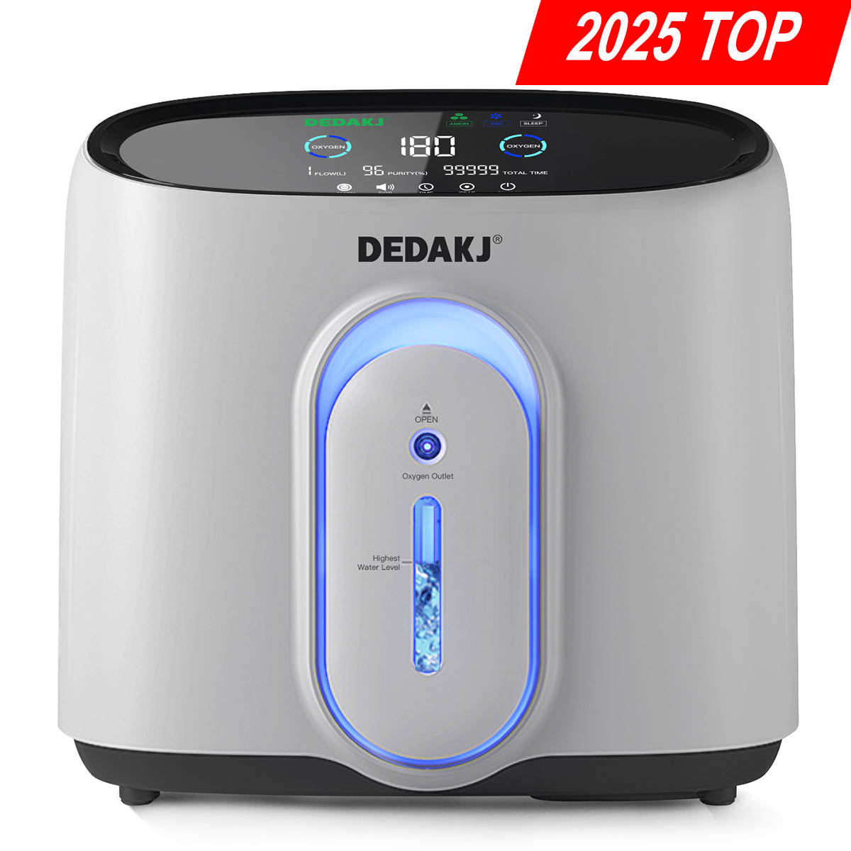 DEDAKJ Oxygen Concentrator 1-8L/min Adjustable 24 Hours Continuous flow 93% Purity Oxygen Concentrator Generator Low Noise ≤45dB DE-Q1W