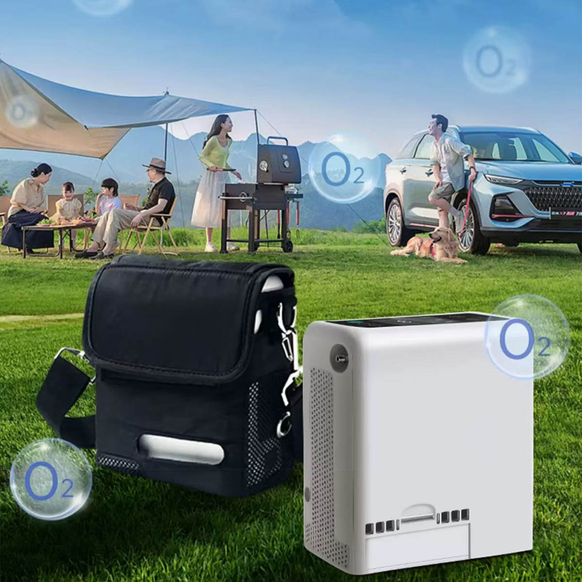 Travel Use Oxygen Generator Continuous Flow Oxygen Concentrator Portable Lightweight Medical 6L Oxygen Machine with Removable Lithium Battery for Travel Carrying