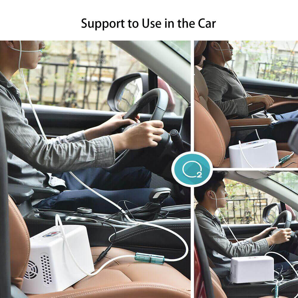 Concentrador de oxígeno portátil de 3L para viajes y automóvil - Máquina O2 portátil Accesorios de generador de oxígeno pequeño y mochila