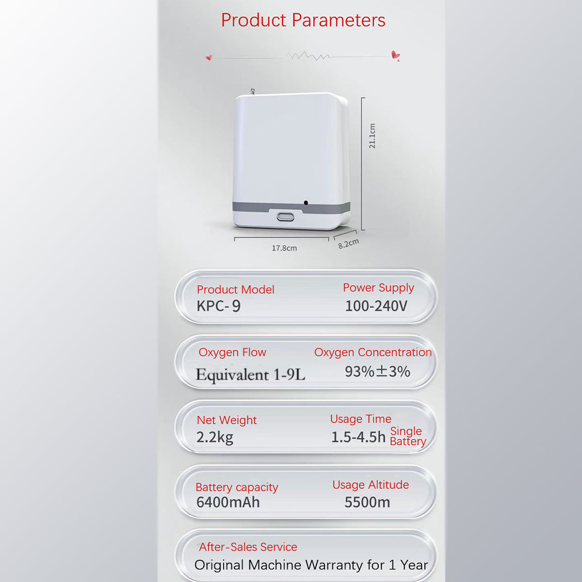 2025 Top 9 litros Mini Mini Generador de oxígeno del concentrador de oxígeno Portable Generador O2 Máquina incluye todos los accesorios