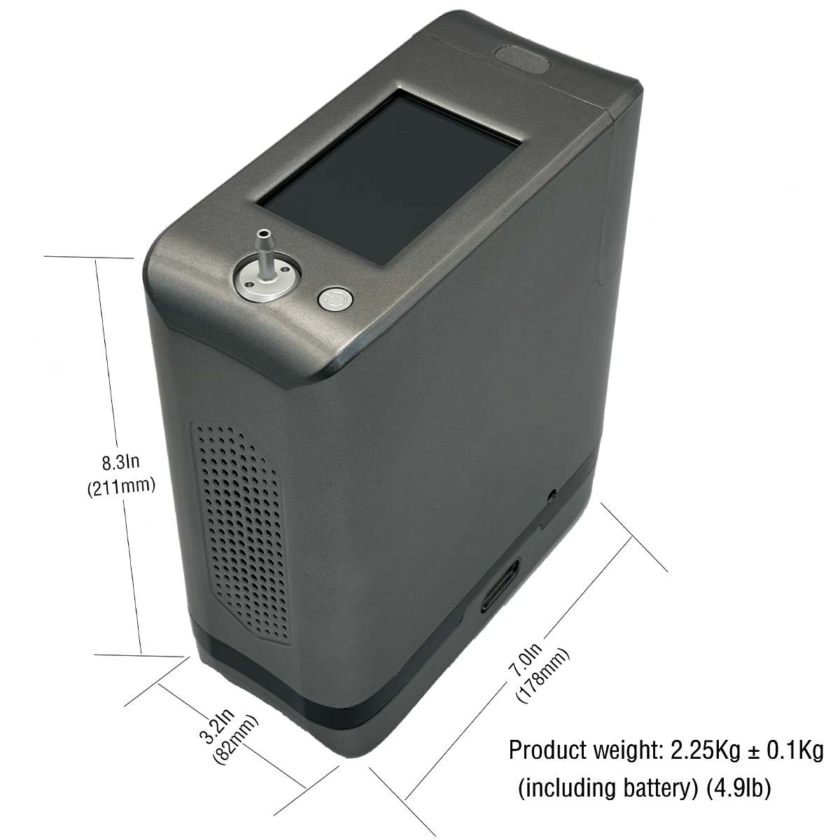 Potente concentrador de oxígeno portátil KPC 1-9 Generador de oxígeno ajustable con batería de litio