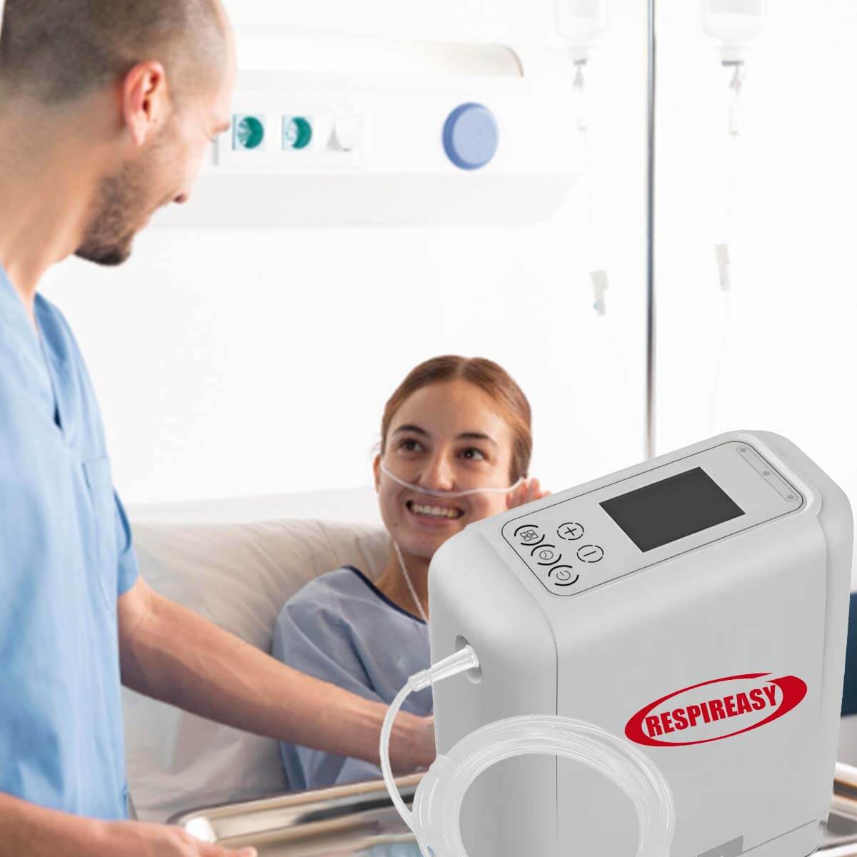 Concentrador de oxígeno portátil superior, flujo ajustable de 7 L, potente RESPIREASY, máquina móvil para producir oxígeno O2 para terapia de oxígeno en el hogar y viajes, uso con batería, precio