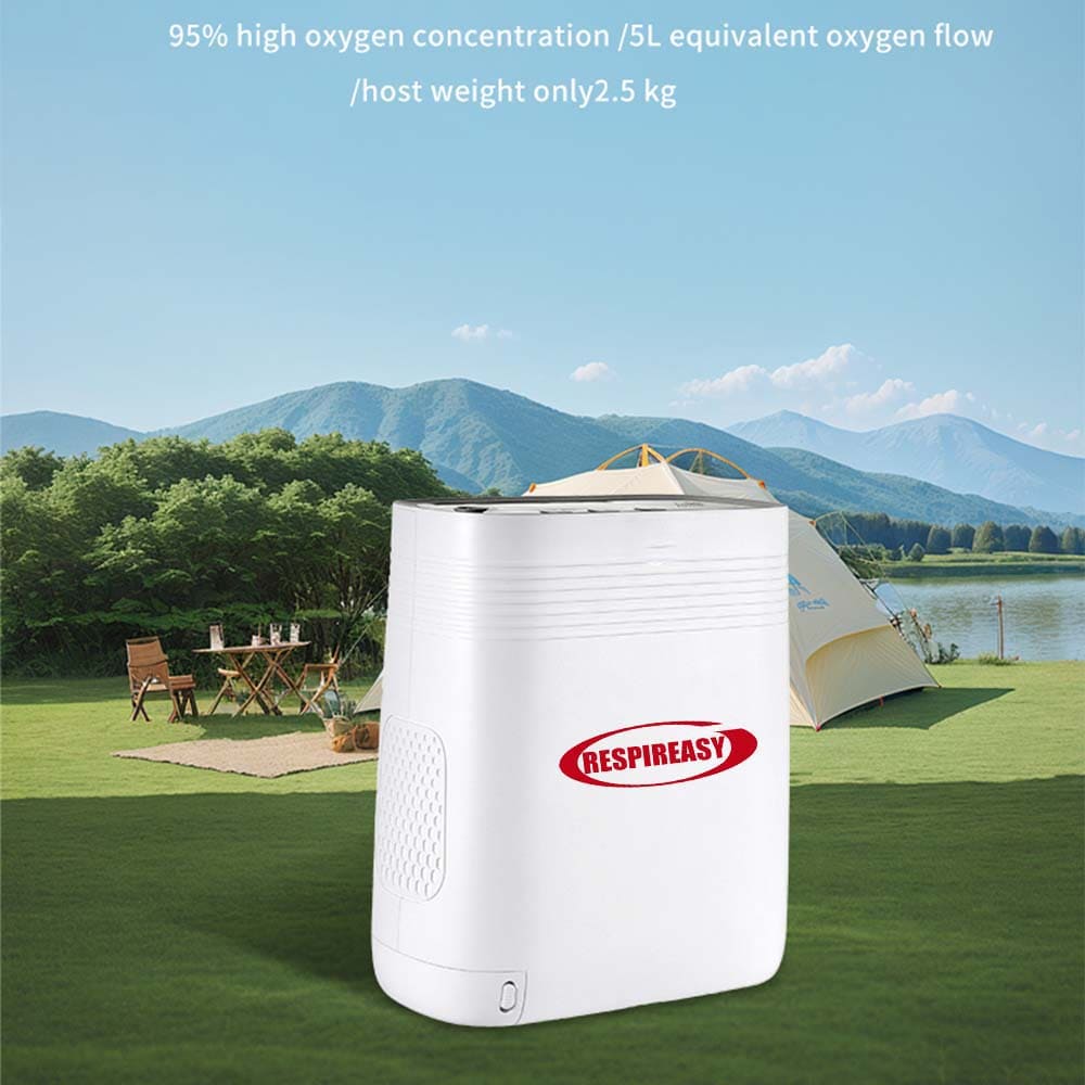 Concentrador de oxígeno de flujo continuo de 5 l/min, máquina recargable (2025), generador portátil para producir O2, ideal para viajes en avión y coche.