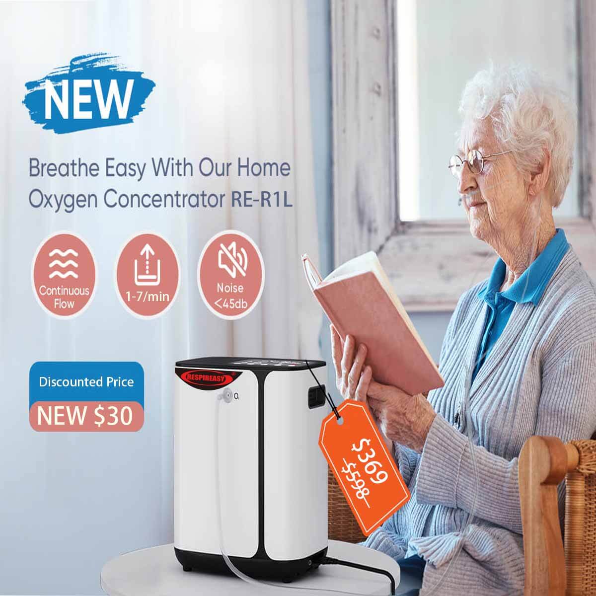 Concentrador de oxígeno RESPIREASY-dedakj, purificador de oxígeno, 93 % de oxígeno, flujo de 1 a 8 l/min, generador de oxígeno y atomizador, para uso personal en hogares, hospitales y viajes.