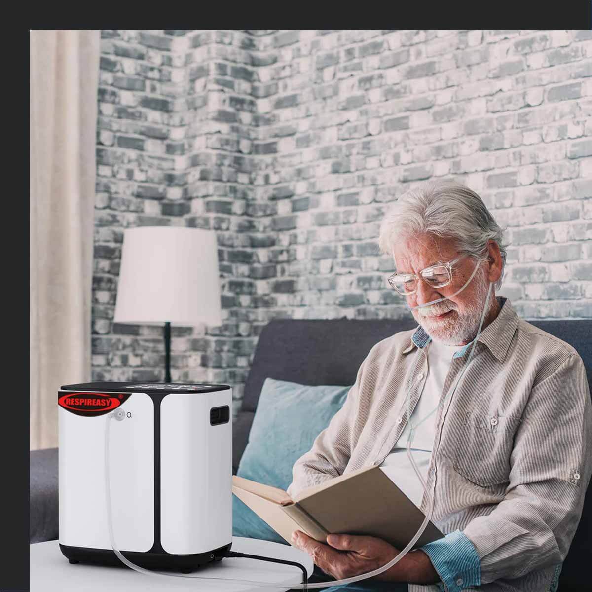 RespirEasy New Flagship Oxygen Concentrator 1-8 Liter Adjustable Oxygen Generator Low Noise Portable Home O2 Machine Smart Oxygen Machine With Complete Accessories 95% Home and Travel Oxygen Concentrator