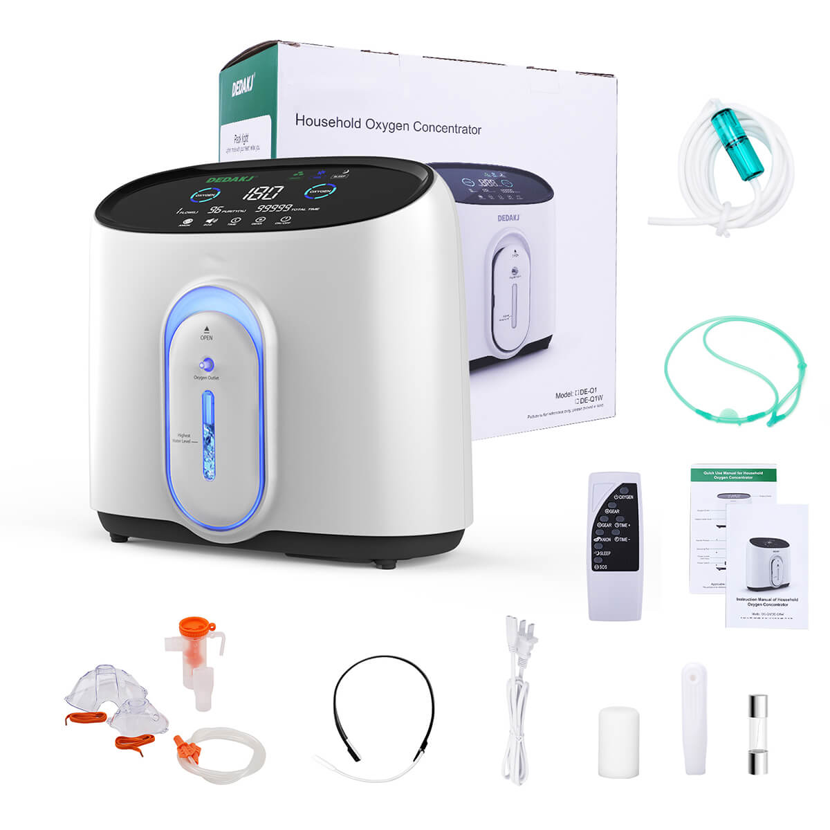 Comprar para el hogar Use el concentrador de oxígeno portátil Dedakj De-Q1W Concentrador de oxígeno 8 litros Flujo continuo O2 Generador