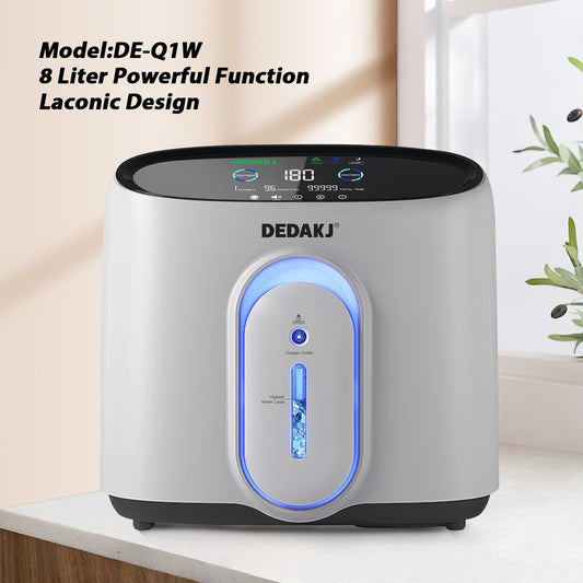DEDAKJ Oxygen Concentrator 1-8L/min Adjustable 24 Hours Continuous flow 93% Purity Oxygen Concentrator Generator Low Noise ≤45dB DE-Q1W
