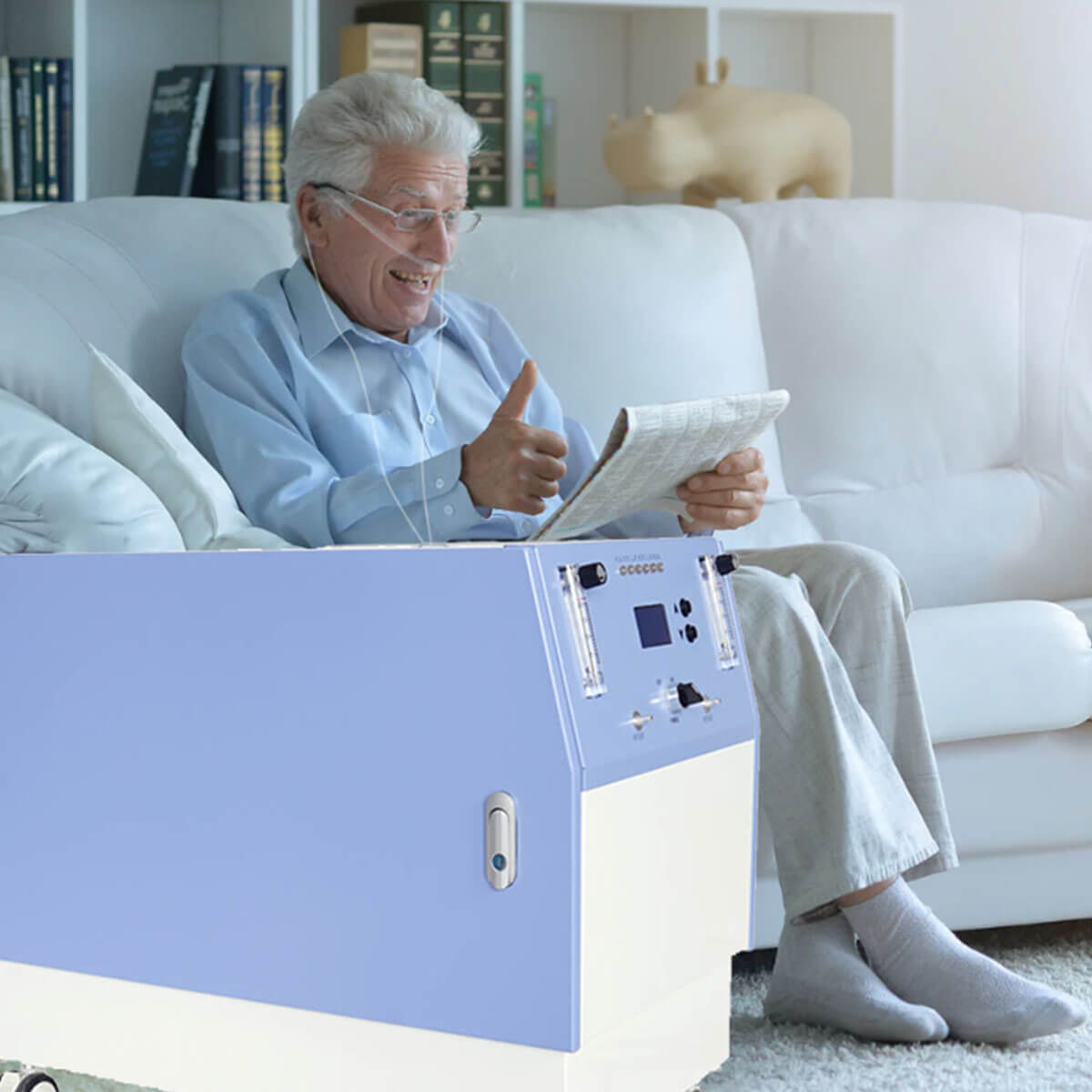 RespirEasy-M20L Continuous Flow Oxygen Concentrator Certified Medical-Grade Oxygen Generator With a Stable O2 Purity of 93% High-Flow Oxygen Machine for Hospital Use