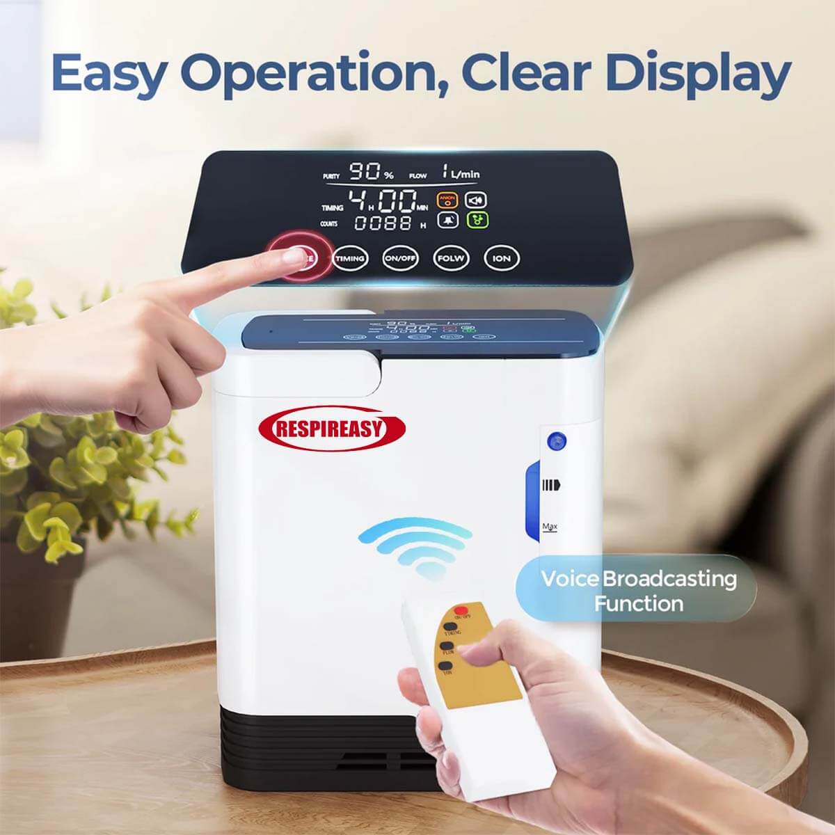 1-7L Home Portable Oxygen Concentrator and Nebulizer, 7L Adjustable Oxygen Generator RESPIREASY RE-Q1L