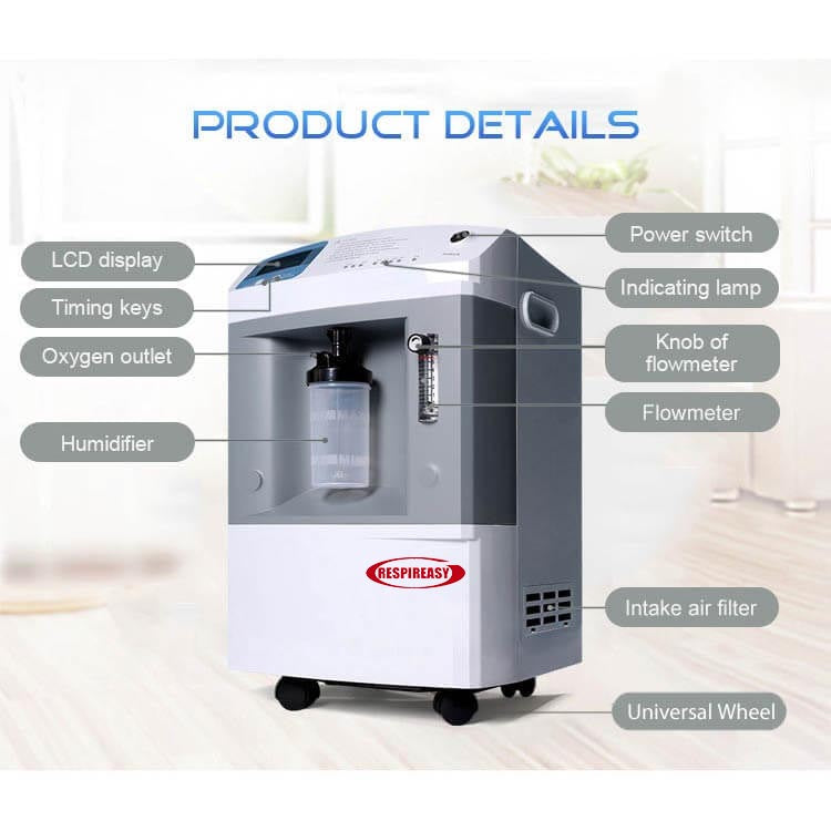 2025 Top Rated Oxygen Concentrator RESPIREADY dedakj Low Noise 24 Hours Working 5L–10L Powerful Medical Oxygen Generator FDA Approved Continuous Flow O2 Machines for COPD Home Therapy