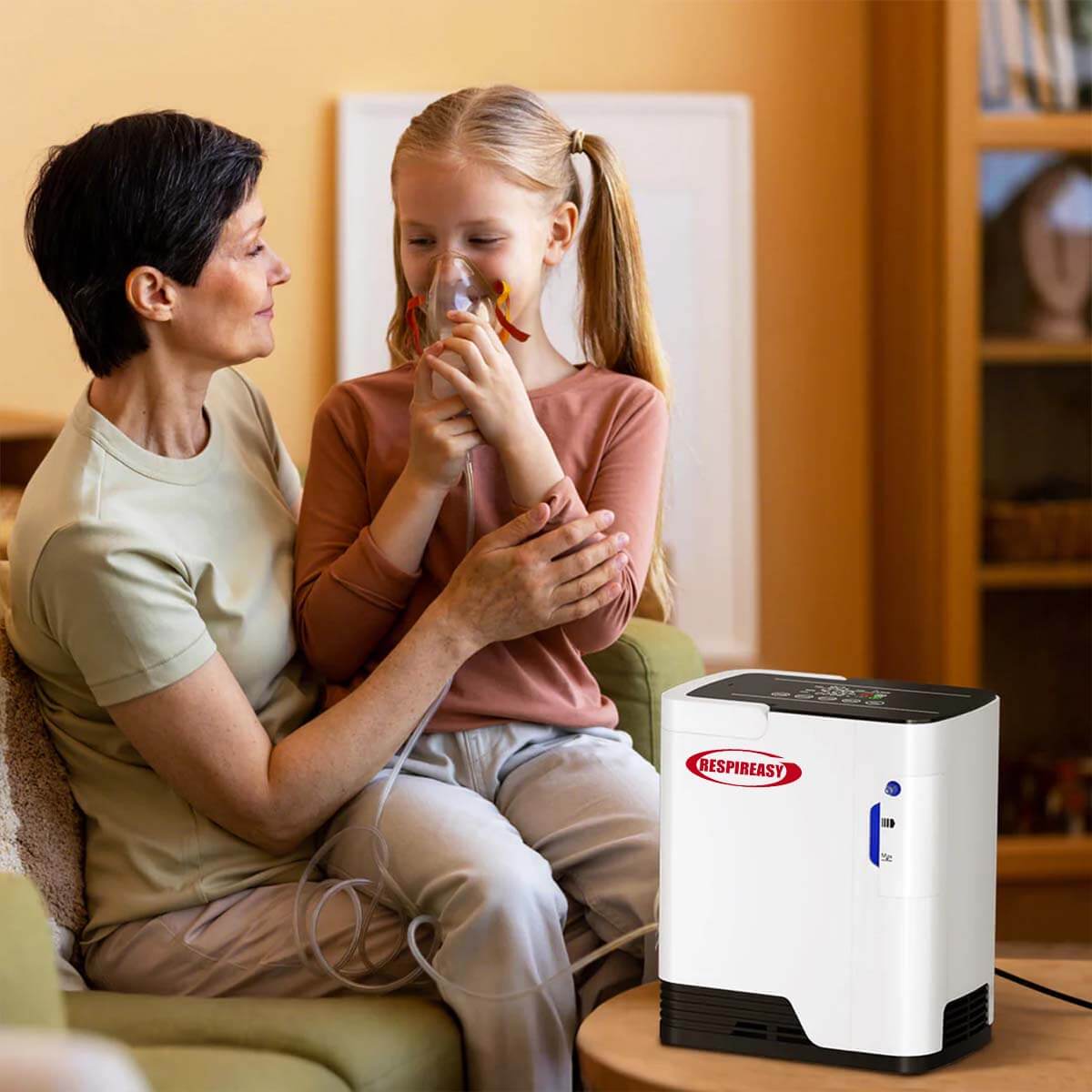 1-7L Home Portable Oxygen Concentrator and Nebulizer, 7L Adjustable Oxygen Generator RESPIREASY RE-Q1L