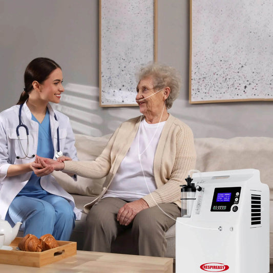 Concentrador de oxígeno clasificado RESPIREADY dedakj Bajo nivel de ruido 24 horas de funcionamiento 5L–10L Potente generador de oxígeno médico Aprobado por la FDA Máquinas de O2 de flujo continuo para terapia domiciliaria de EPOC