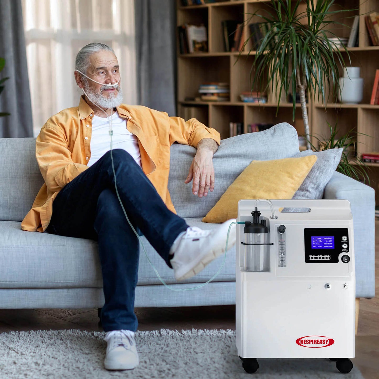 RespirEasy FDA Medical Grade 5L Home Oxygen Concentrator DEDAKJ with Nebulizer Function – Quiet, Continuous Flow Oxygen Machine for Elderly COPD