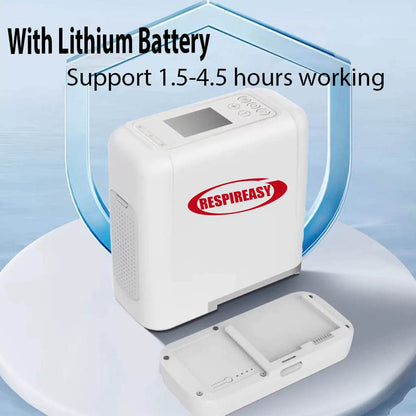 2025 Dedakj Mini Home Generador de oxígeno portátil REA 7liter O2 93% Concentración de oxígeno Generador de oxígeno ajustable con batería de litio 7600 mAh Litio Batería