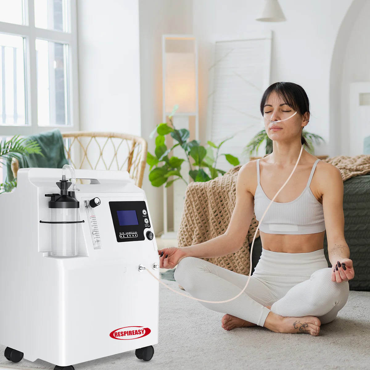 RespirEasy FDA Medical Grade 5L Home Oxygen Concentrator DEDAKJ with Nebulizer Function – Quiet, Continuous Flow Oxygen Machine for Elderly COPD