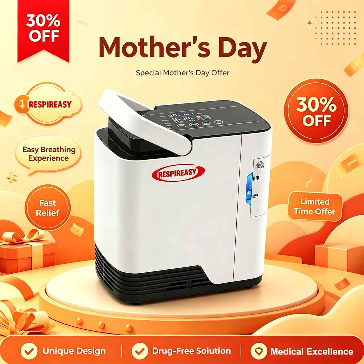 1-7L Home Portable Oxygen Concentrator and Nebulizer, 7L Adjustable Oxygen Generator RESPIREASY RE-Q1L
