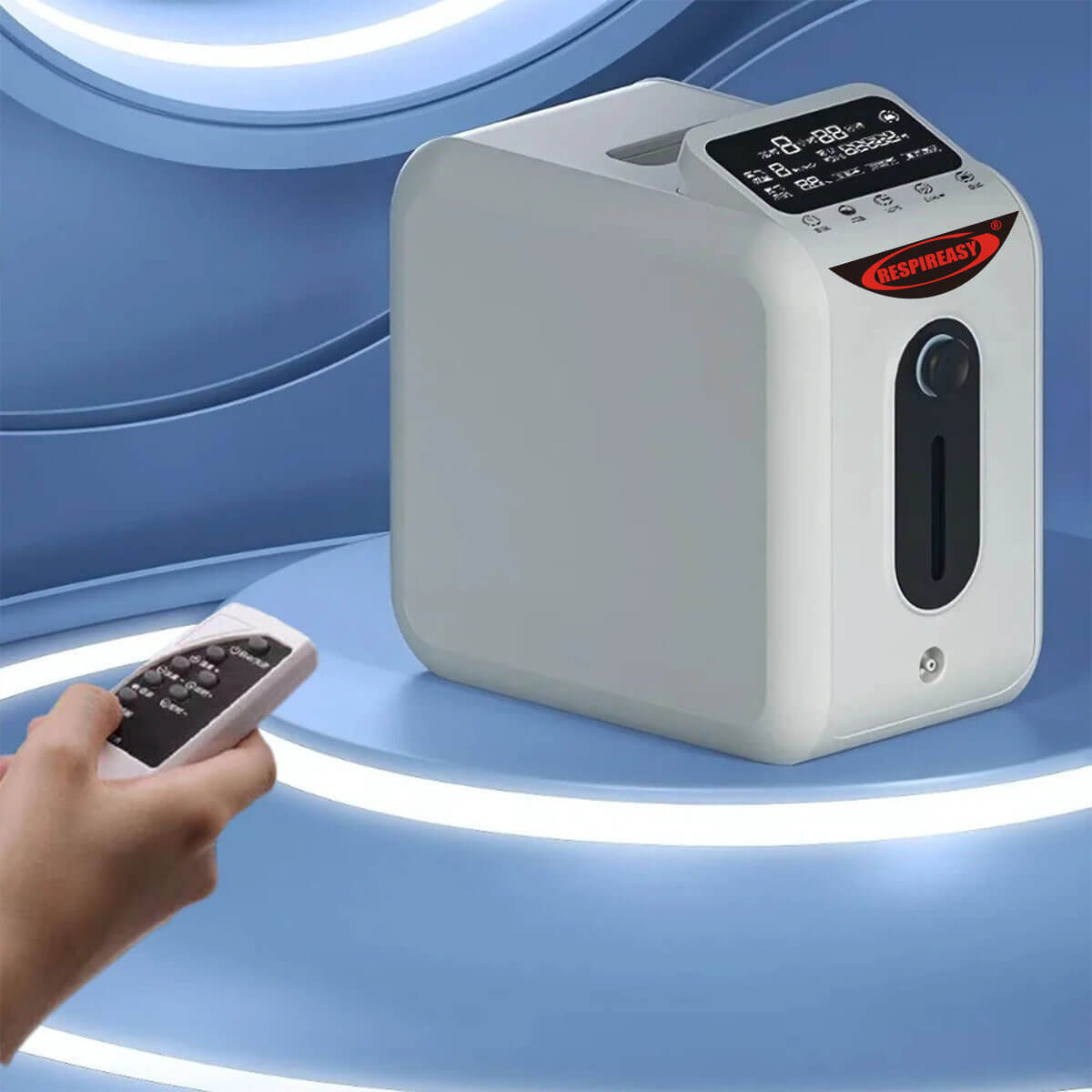 Concentrador de oxígeno RESPIREASY, generador de oxígeno RE-E1L ajustable de 1 a 8 L/min, oxigenador de alta pureza del 93 ± 3 % para uso doméstico y de viaje, generador de oxígeno O2 de gran capacidad para el cuidado personal. 