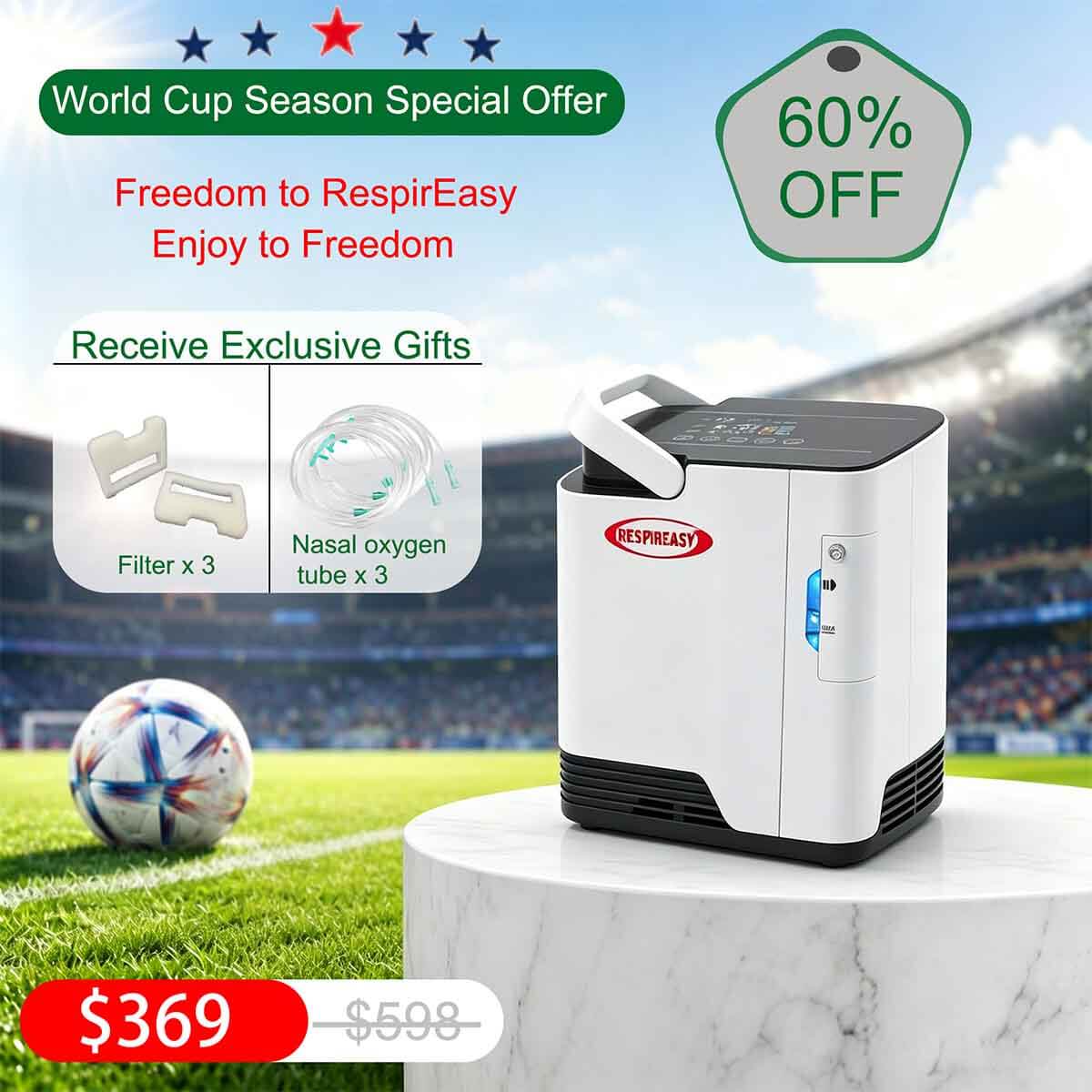 1-7L Home Portable Oxygen Concentrator and Nebulizer, 7L Adjustable Oxygen Generator RESPIREASY RE-Q1L