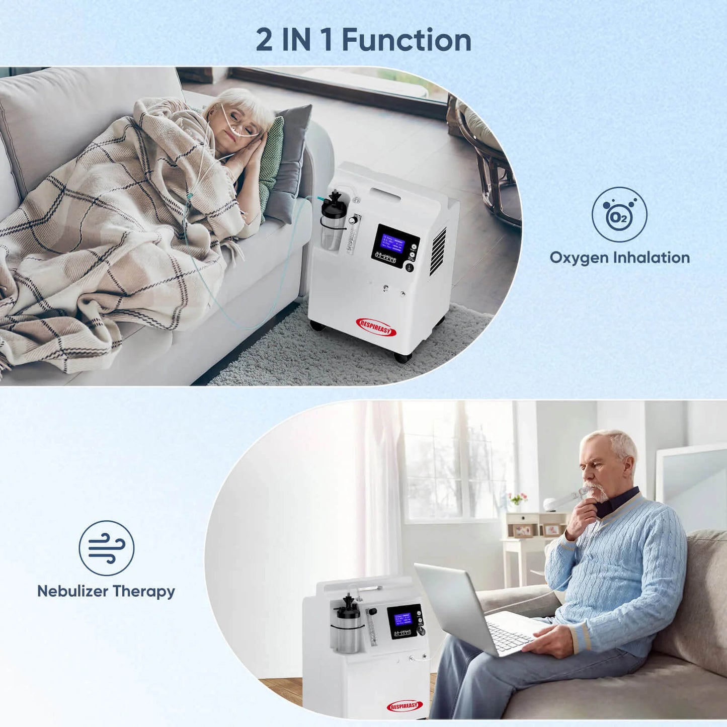 RespirEasy FDA Medical Grade 5L Home Oxygen Concentrator DEDAKJ with Nebulizer Function – Quiet, Continuous Flow Oxygen Machine for Elderly COPD