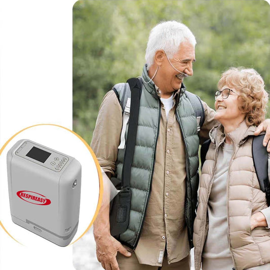 RESPRIREASY 1-7L Tragbarer Sauerstoffkonzentrator – Einstellbarer Durchfluss, leistungsstarkes Sauerstofftherapiegerät für Zuhause und Reisen, wiederaufladbarer Akku inklusive