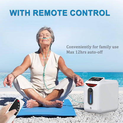 Concentrador de oxígeno RESPIREASY, generador de oxígeno RE-E1L ajustable de 1 a 8 L/min, oxigenador de alta pureza del 93 ± 3 % para uso doméstico y de viaje, generador de oxígeno O2 de gran capacidad para el cuidado personal. 