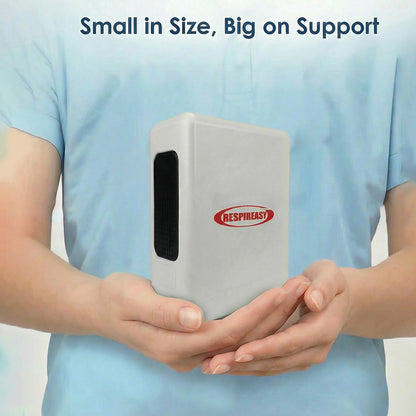 Concentrador de oxígeno portátil RESPIREASY de 6 l/min con 93 % de pureza y batería recargable para viajes.