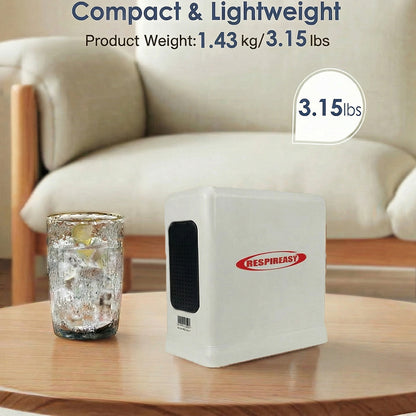 Concentrador de oxígeno portátil RESPIREASY de 6 l/min con 93 % de pureza y batería recargable para viajes.